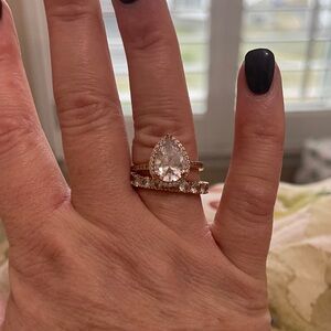 Pandora Rose Gold Teardrop Ring with eternity band that comes with